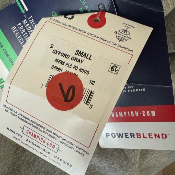 Champion Powerblend Waves Oxford Gray Fleece Hoodie Men Size S NWT - Picture 7 of 7